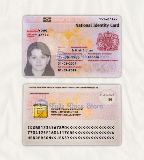 UK ID Card Template Psd